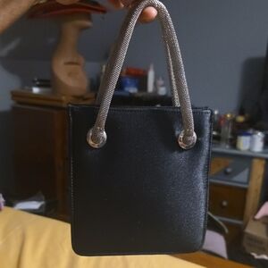 Enzo Angiolini Black Mini Bag with Tan Handles